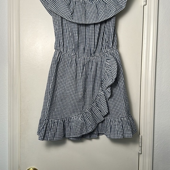 Lovers + Friends Blue Gingham Off the Shoulder Mini Dress Size Small Fit n Flare - Picture 4 of 8